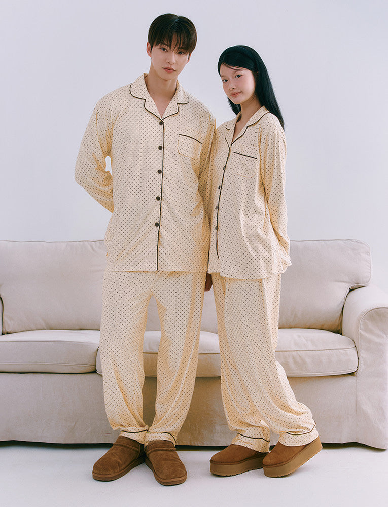 Judy N Butter Chocolate Peach Fleece-Lined Long Sleeve Pajama Set (CHOI YENA Wear) Judy N  DKshop