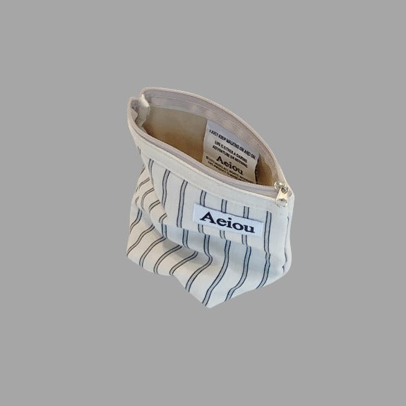 Aeiou Basic Pouch (M size) Cotton Gray Line Aeiou  DKshop