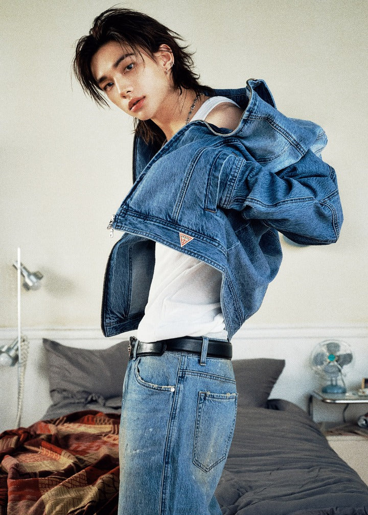 [GUESS X HYUNJIN] Medium Blue Indigo Jacket GUESS  DKshop