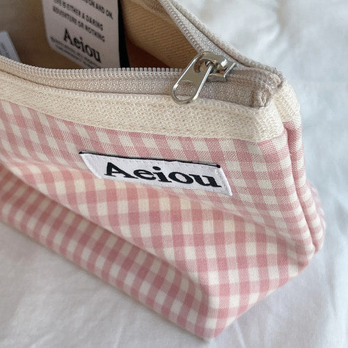 Aeiou Basic Pouch (L size) Cherry Blossom Check Aeiou  DKshop