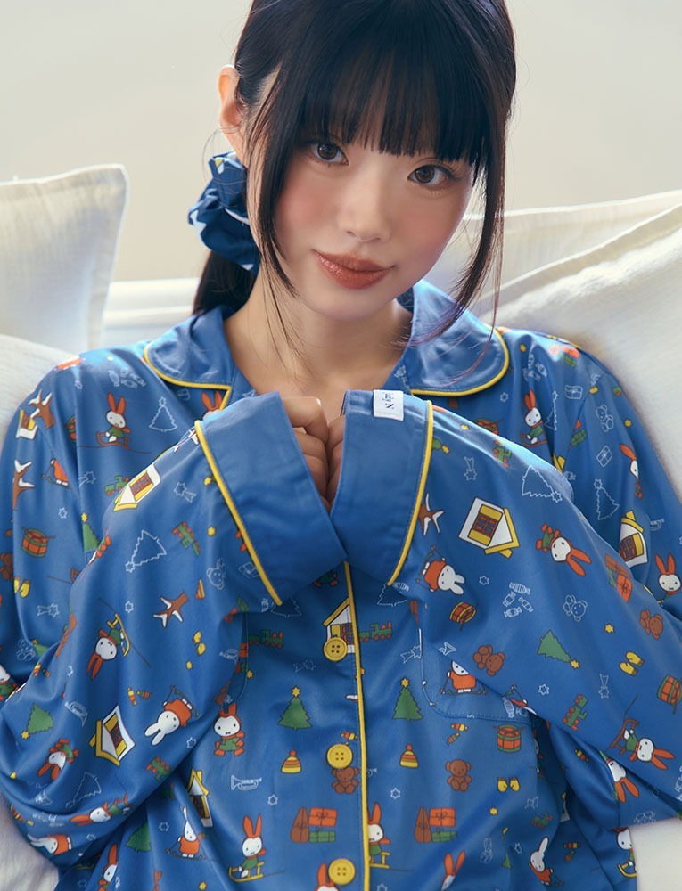 [Judy N X MIFFY] Miffy Winter Holiday Peach Fleece Long Sleeve Pajama Set Judy N  DKshop