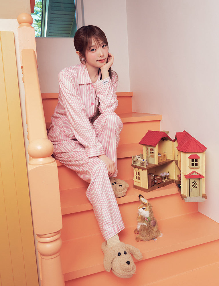 Judy N Fesh Peach Fleece-Lined Long Sleeve Pajama Set (CHOI YENA Wear) Judy N  DKshop