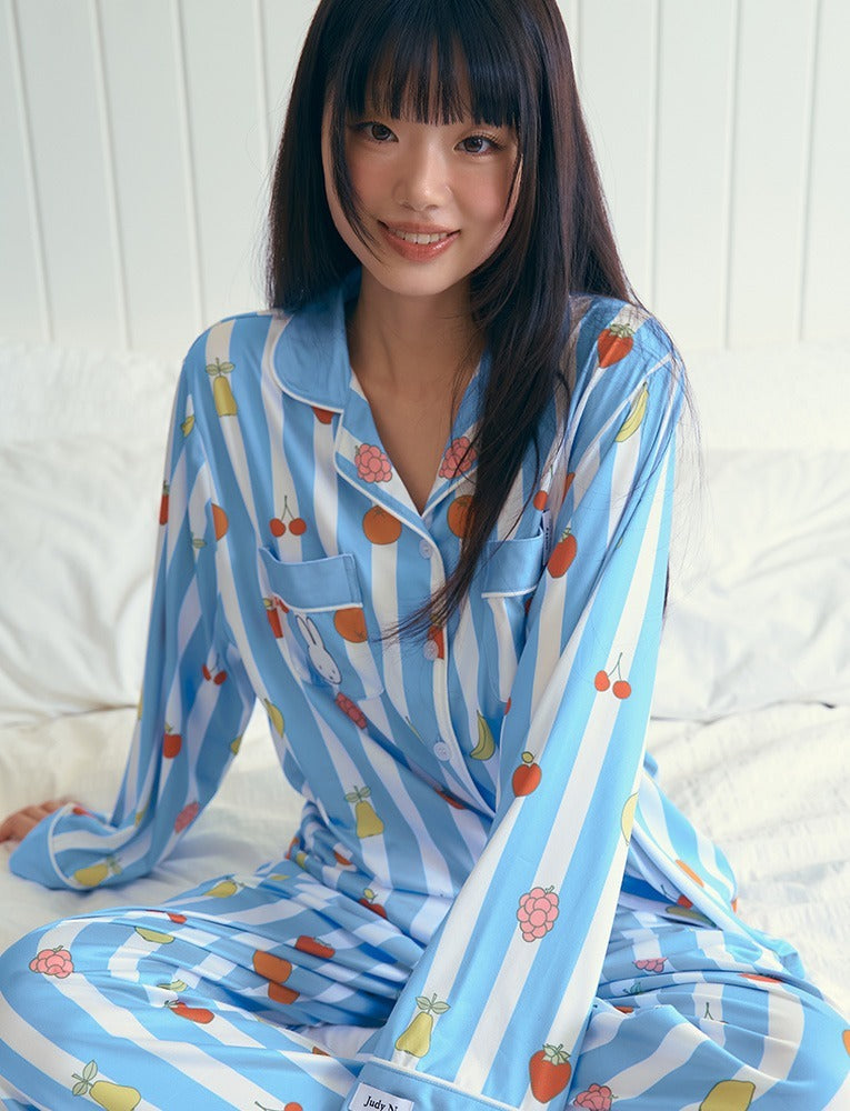 [Judy N X MIFFY] Miffy Big Fruits Peach Fleece Long Sleeve Pajama Set Judy N  DKshop