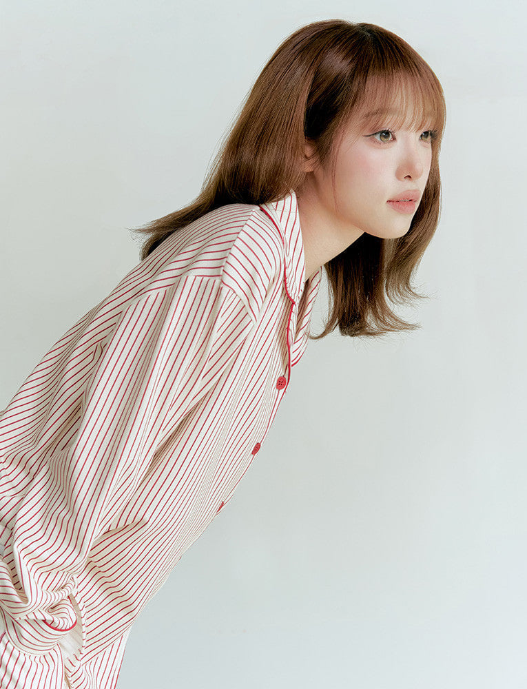 Judy N Miley Peach Fleece-Lined Long Sleeve Pajama Set (CHOI YENA Wear) Judy N  DKshop