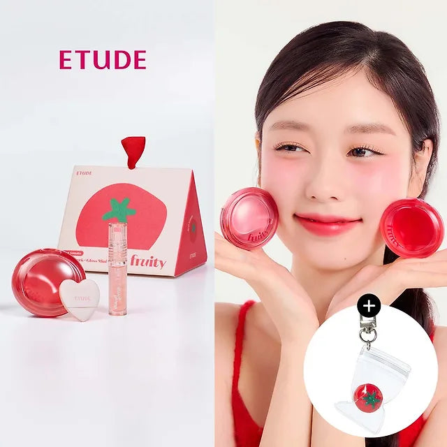 ETUDE fruity lip & cheek blur balm set (+mini tint +keyring +letter)