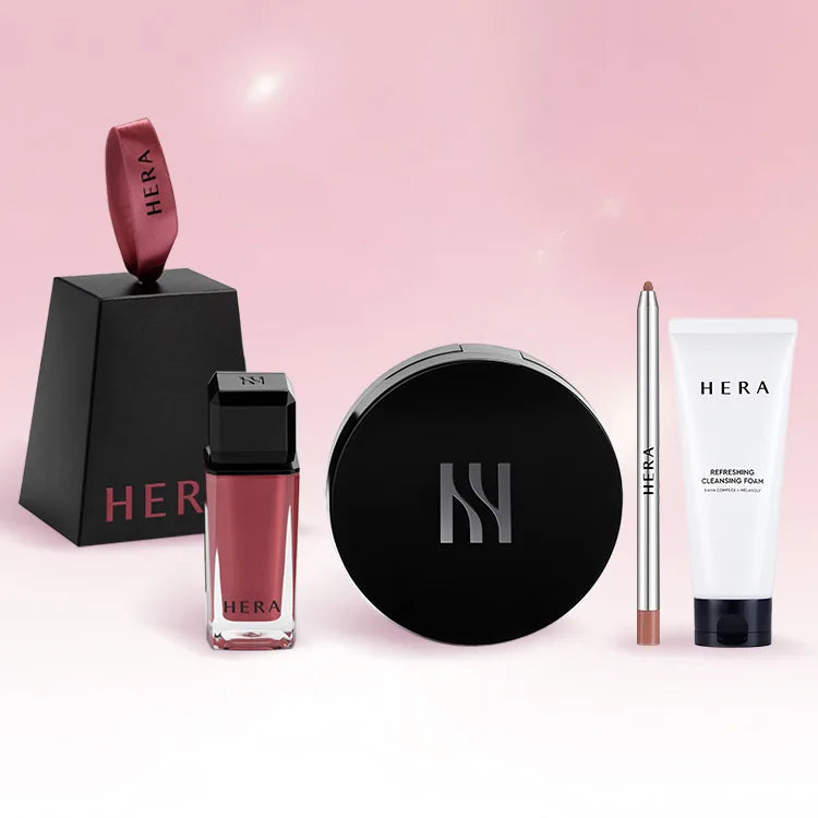 [Felix Pick] HERA 'MINI' SENSUAL NUDE GLOSS & BLACK CUSHION SET + Lip Concealer + Cleansing Foam 50g HERA  DKshop