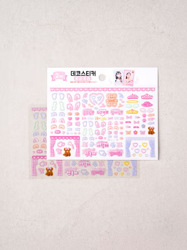 Polco Sticker Set DAISO Polco Deco Sticker Set (2 Sheets – Purikura Style)