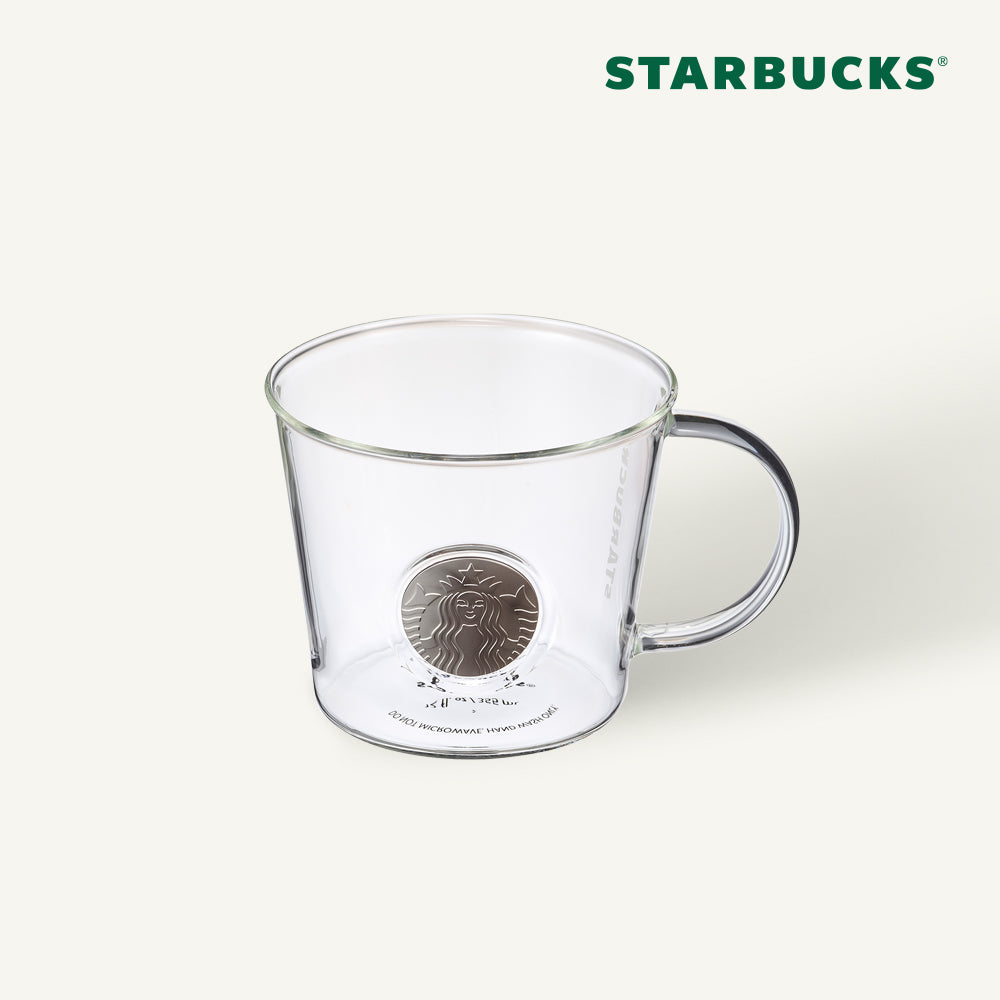 starbucks silver siren badge glass 355ml dkshop